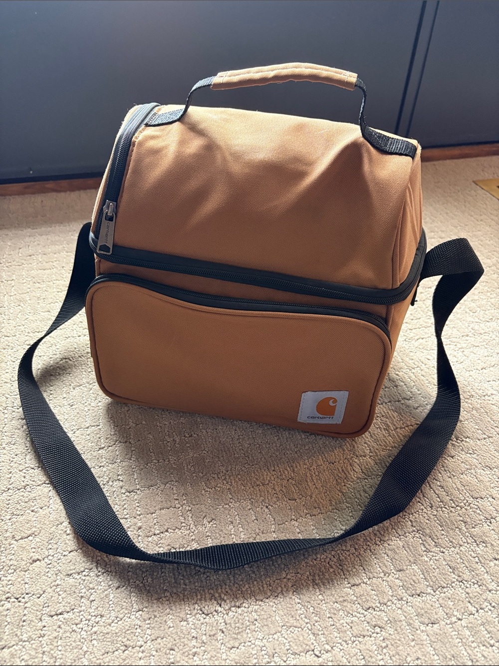 Carhartt Brown Canvas Toiletry/Lunch Satchel with Black Trim